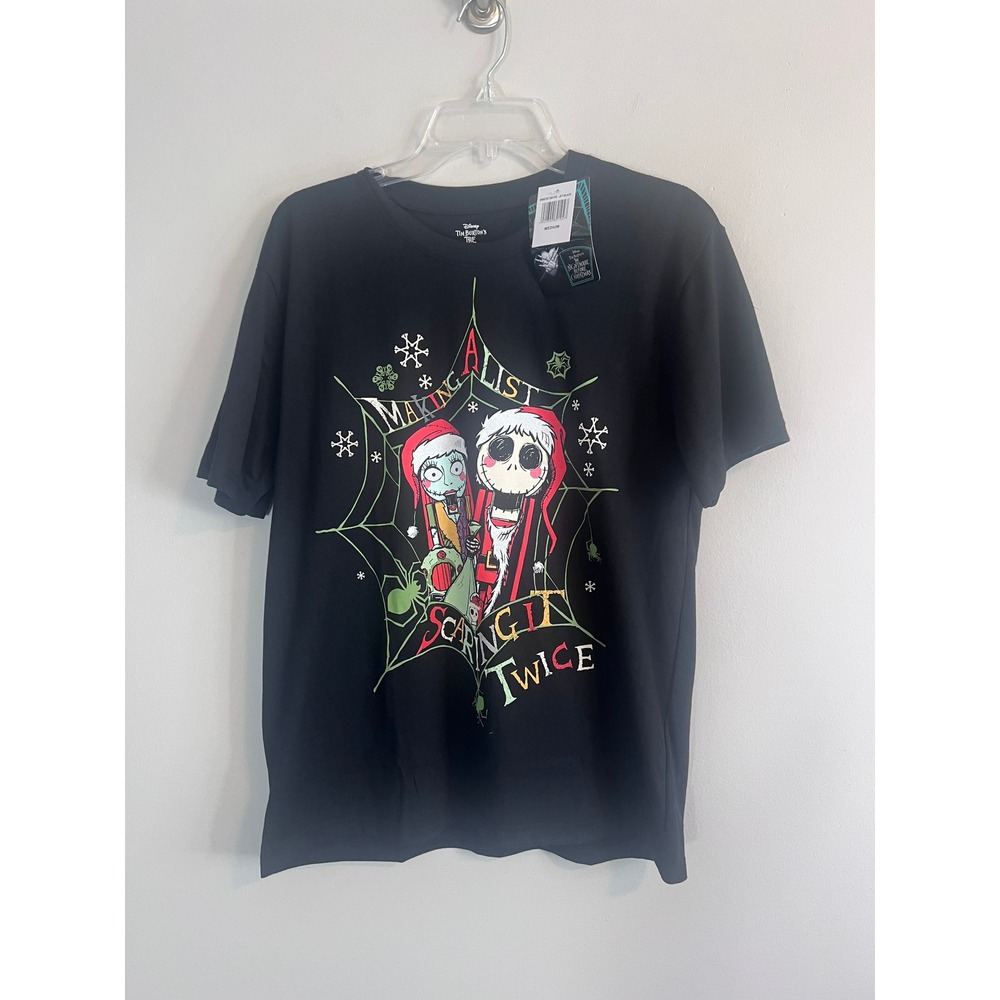 Disney Nightmare Before Christmas Jack Sally Scaring It Twice Black T-Shirt M